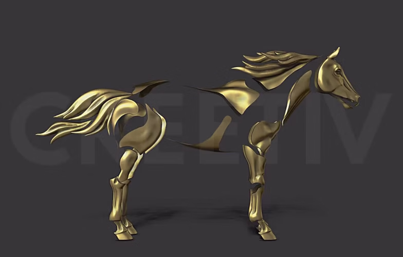 Golden-mechanical-horse-model-design