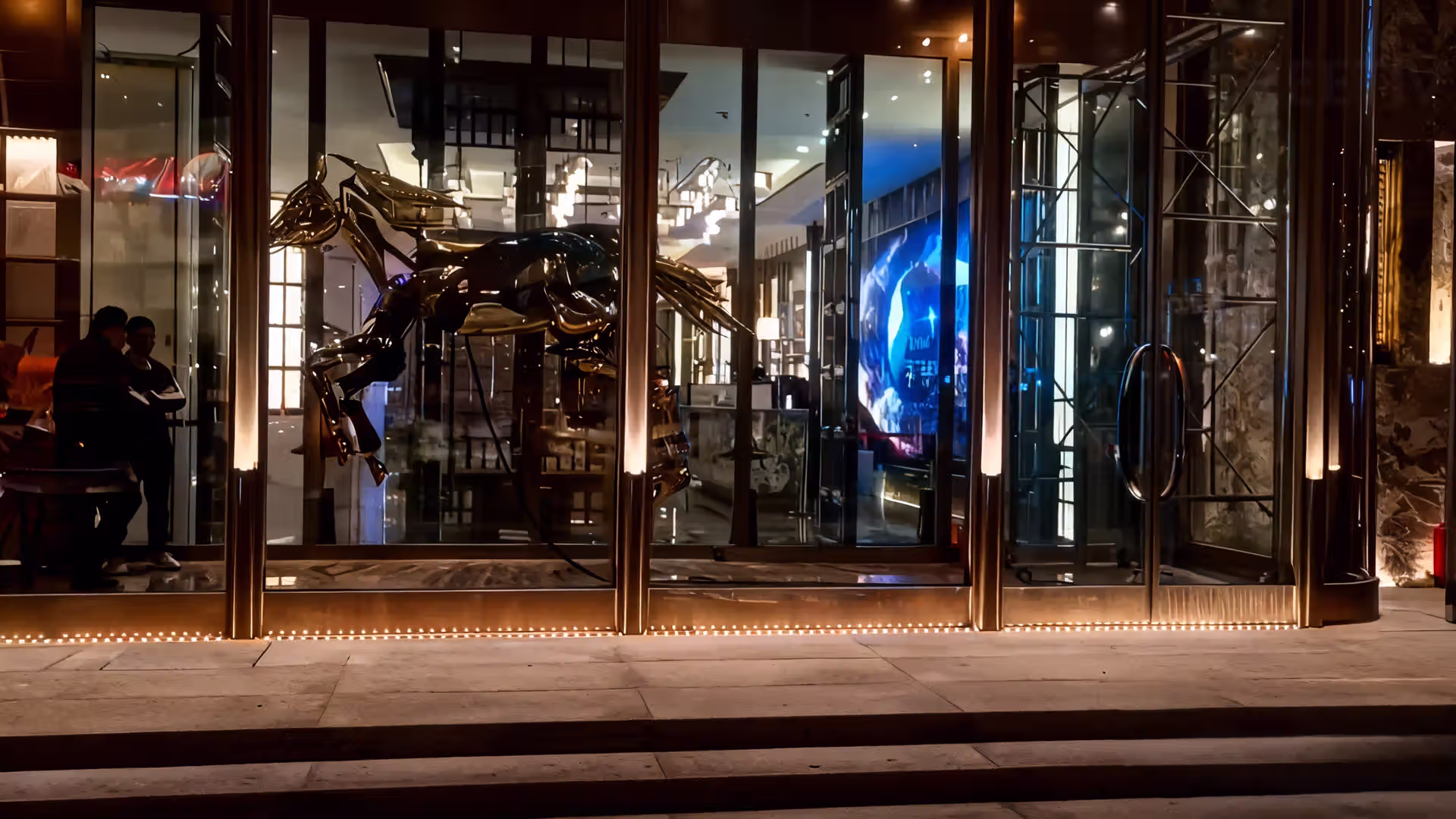 Iconic golden mechanical horse above entrance of Dihao Private Club Shenyang
