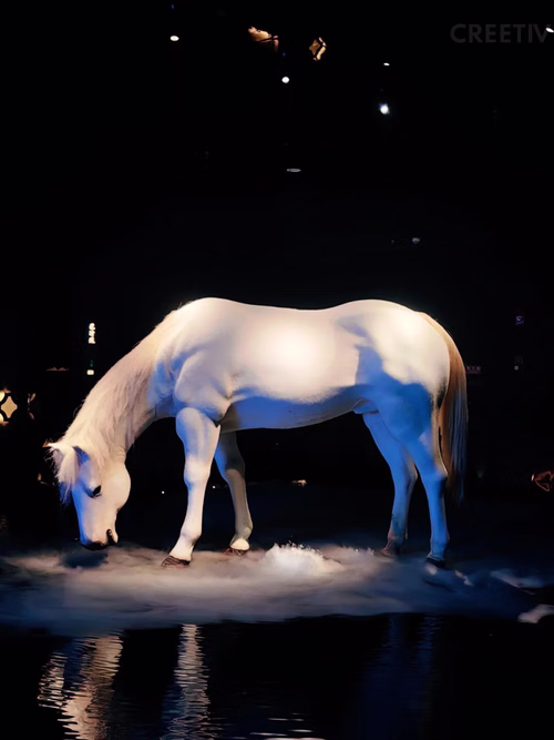 Lifelike kinetic horse sculpture with mist and water in Bayufeng SPA lobby Chongqing 2024