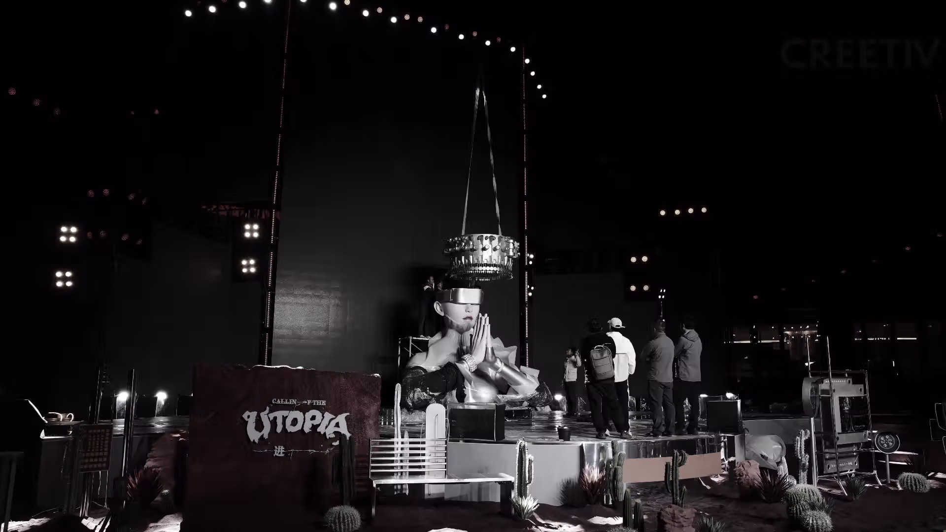 Miao silver cyber goddess is being installed on stage