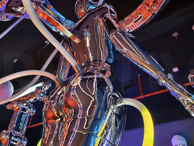 Simulated human proportions in future goddess kinetic installation