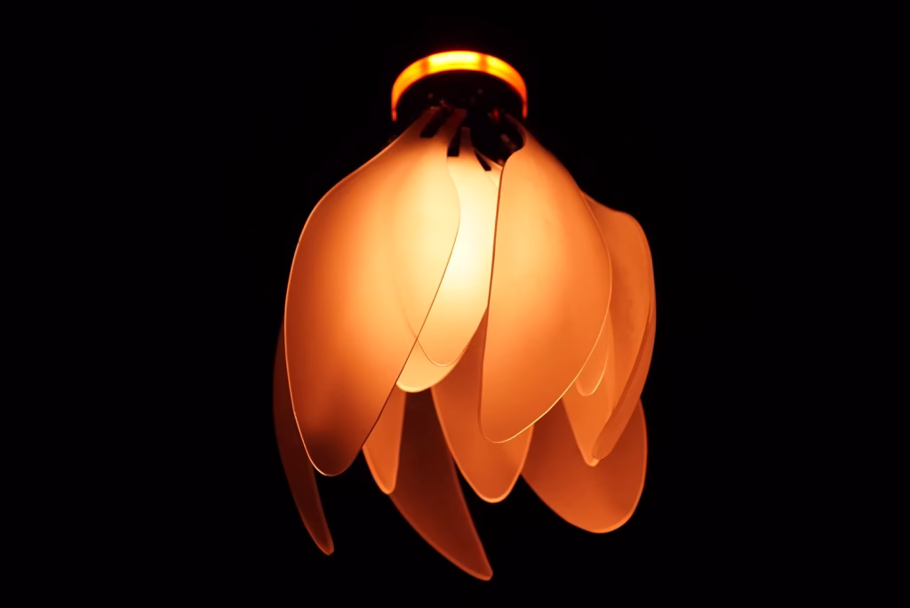 The orange petal details of the kinetic ethereal flower